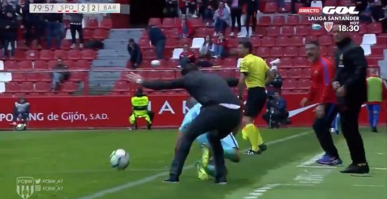 HUH? Barcelona-talent wordt getackled door... coach van tegenpartij!