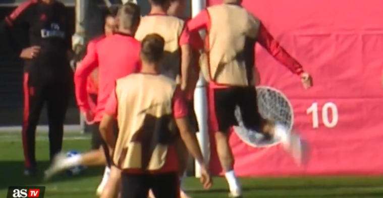 Ramos reageert zich tijdens Real Madrid-training af op onbeholpen talent