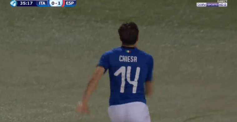 De pass, de aanname, de loopactie, het schot: alles klopt aan de goal van Chiesa