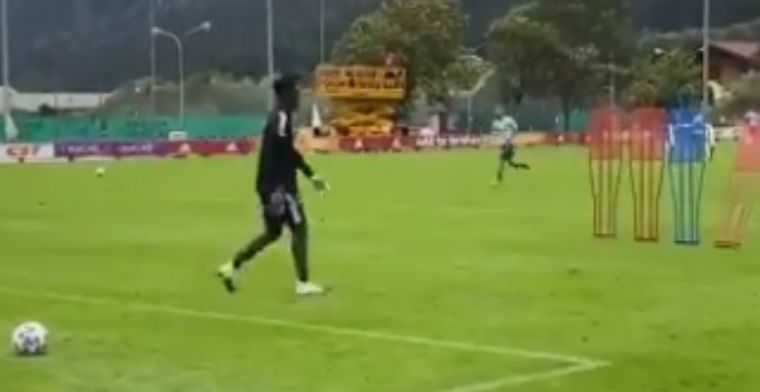 Labyad dolt met Onana op Ajax-training en schiet vrije trap heerlijk raak